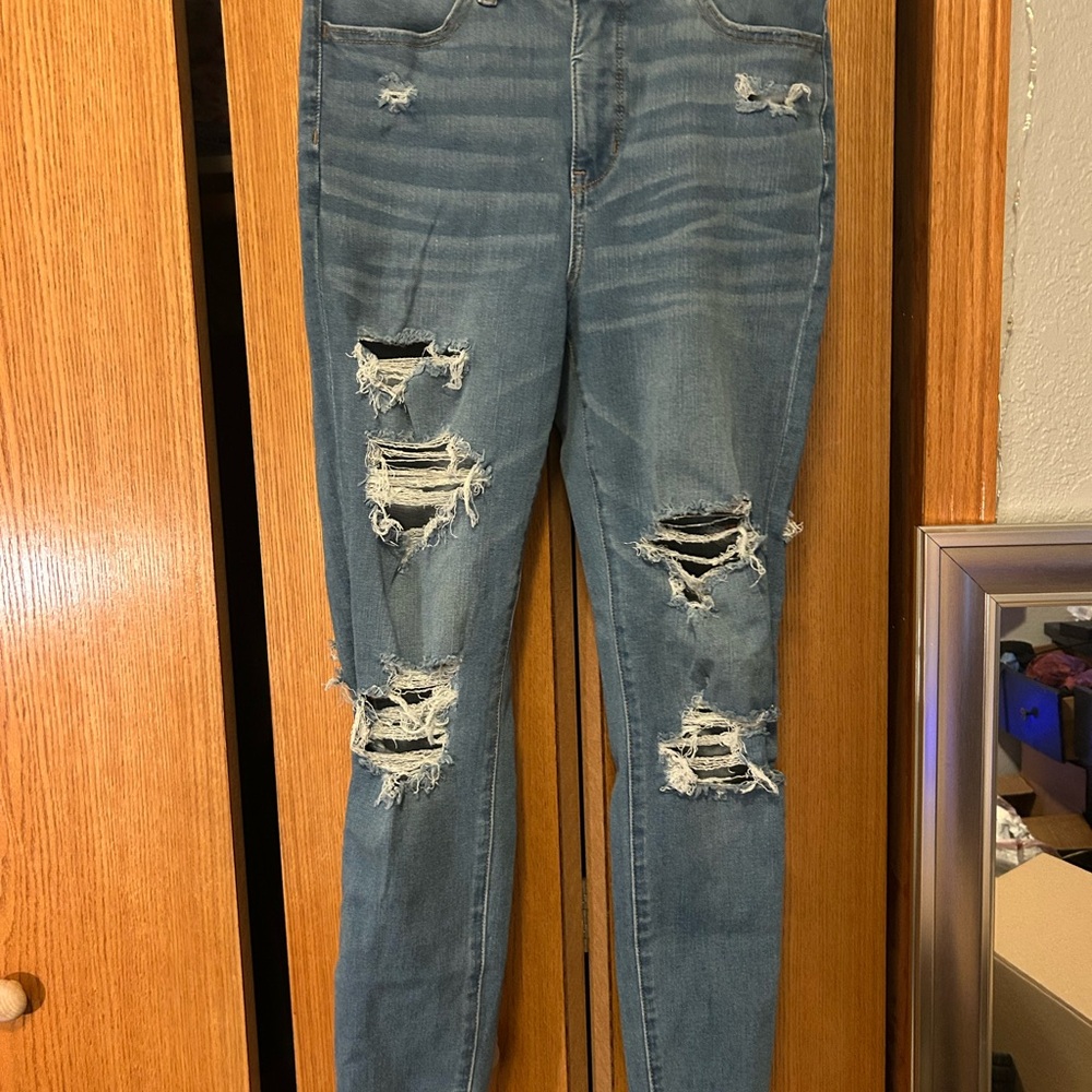 American Eagle Outfitters Ripped Blue Skinny Jeans